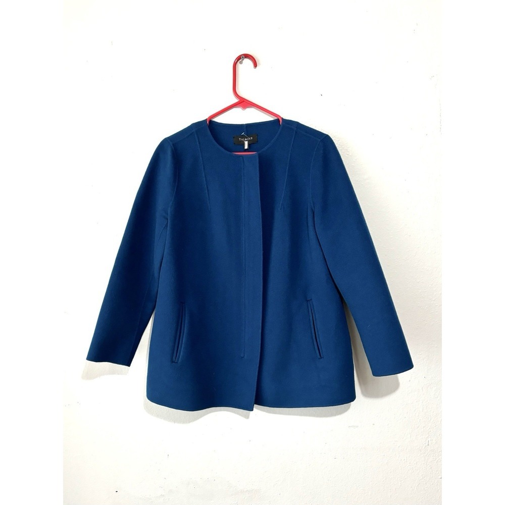 Talbots Minimalist Wool Blend Coat in a teal/royal blue shade size Large